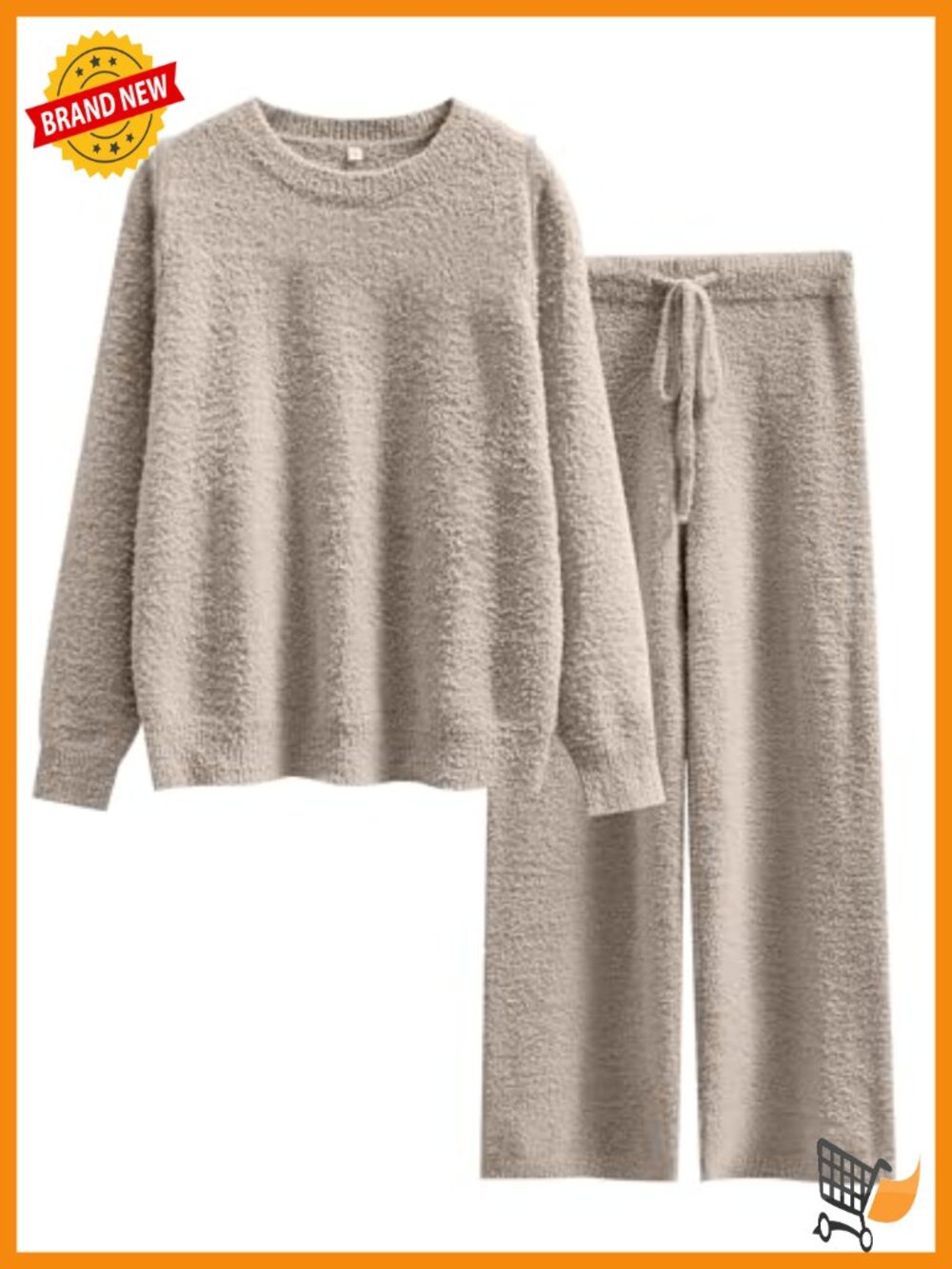 Fuzzy Fleece Lounge Set Long Sleeve Wide Leg Pajama Set